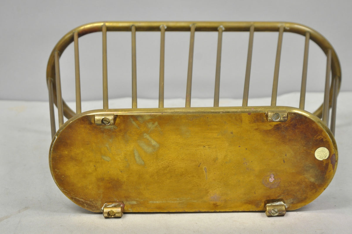 Vintage Gatco Mid Century Modern Solid Brass Spindle Modernist Magazine Rack