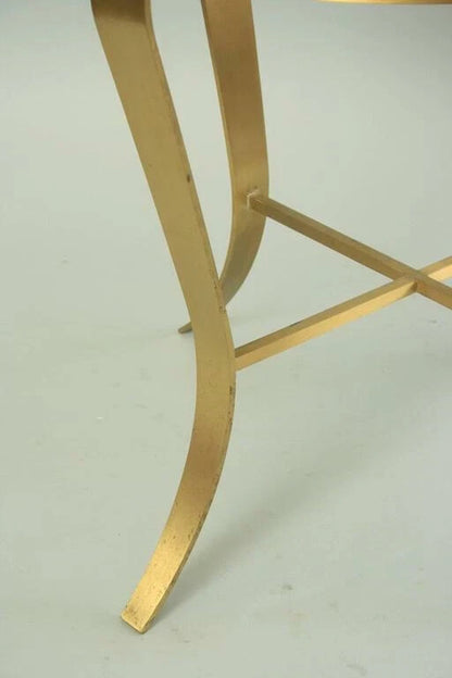 French Neoclassical Round Rouge Marble Top Bronze Gueridon Occasional Side Table