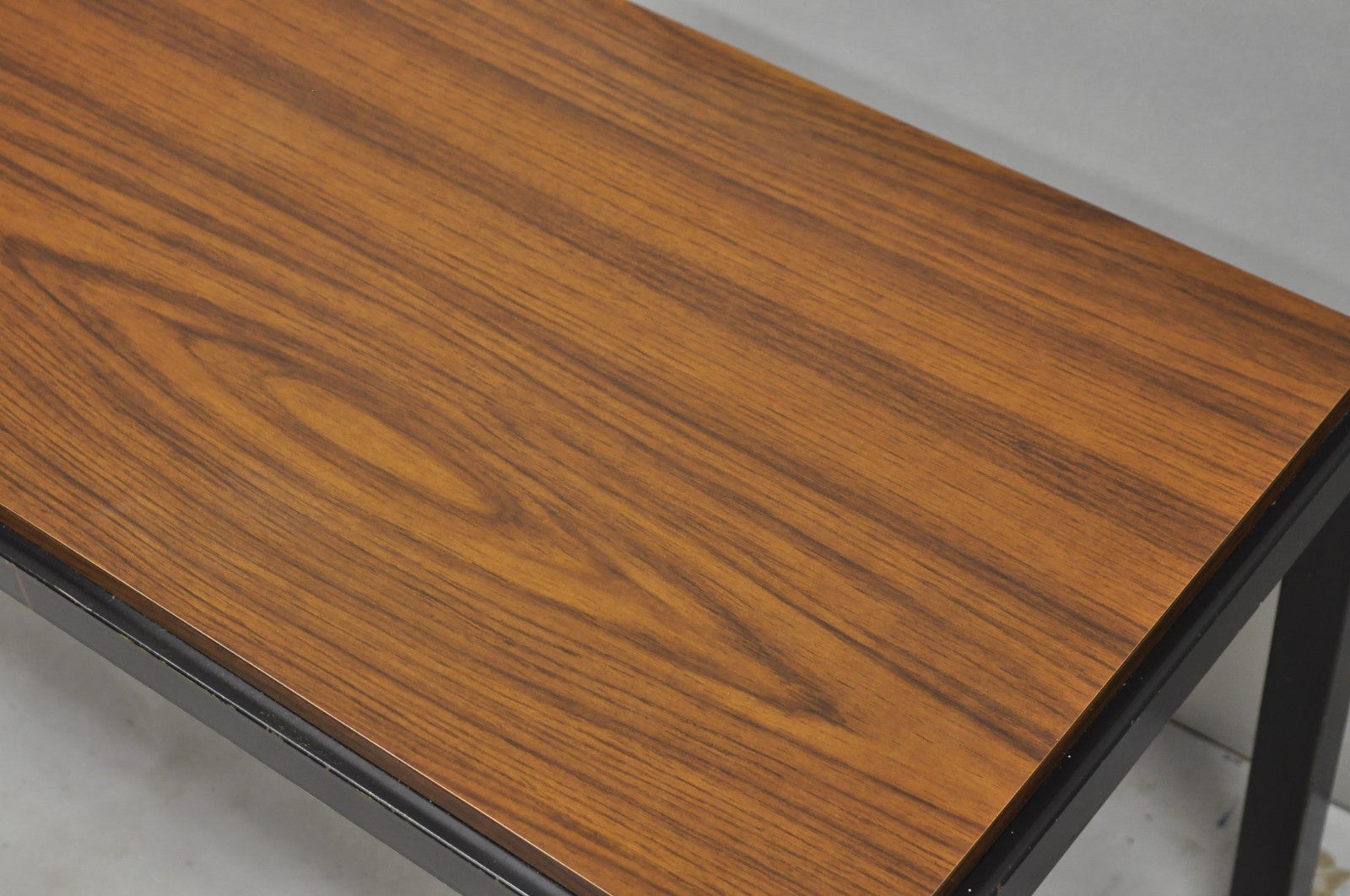 Vintage Mid Century Modern Steel Metal & Faux Rosewood Laminate Coffee Table