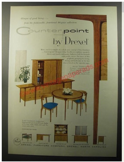 Vintage John Van Koert Drexel "Counterpoint" Cherry Dining Side Chair - a Pair