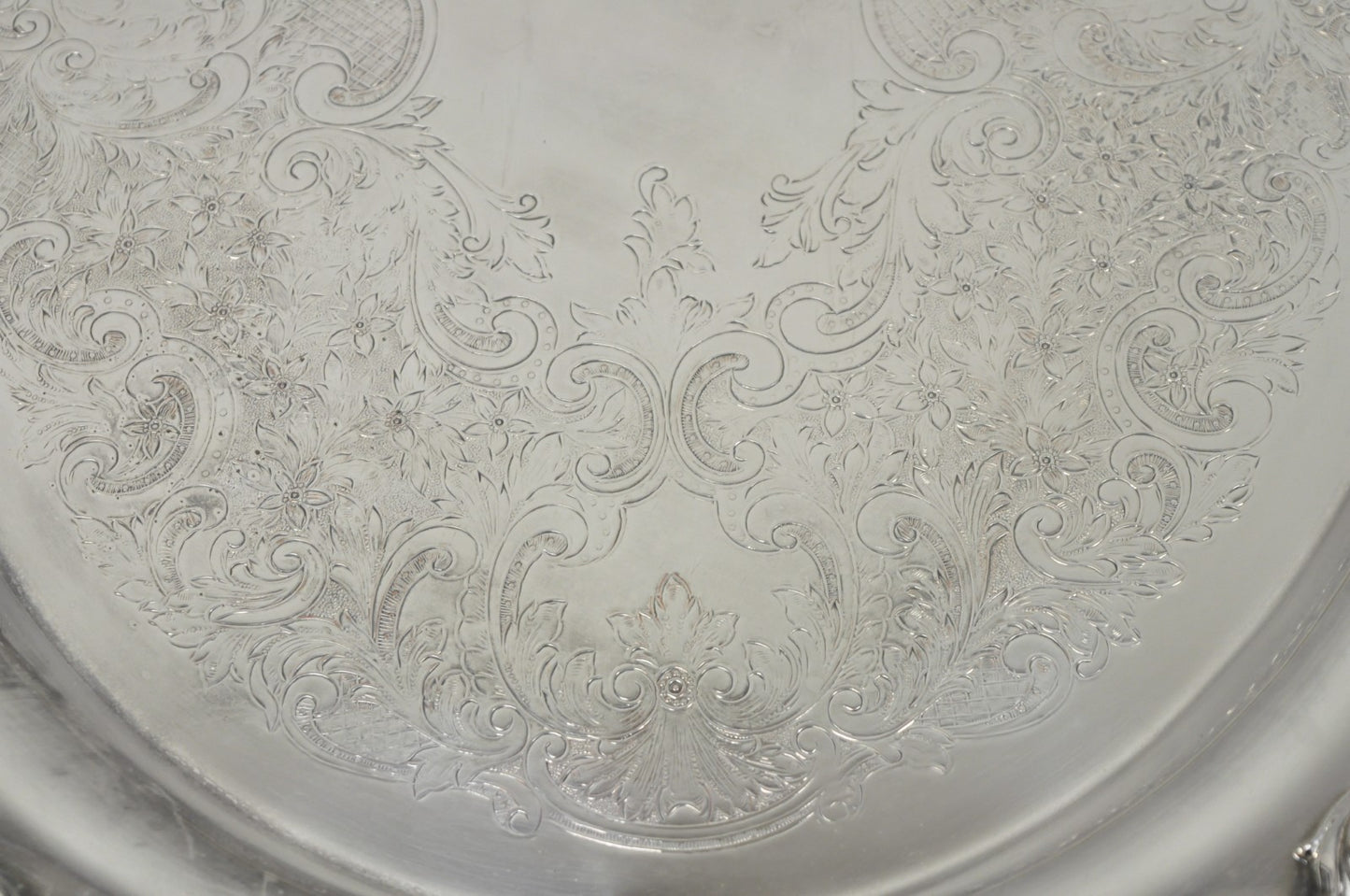 Vintage Poole 400 Lancaster Rose Silver Plated Bar Serving Platter Tray on Feet