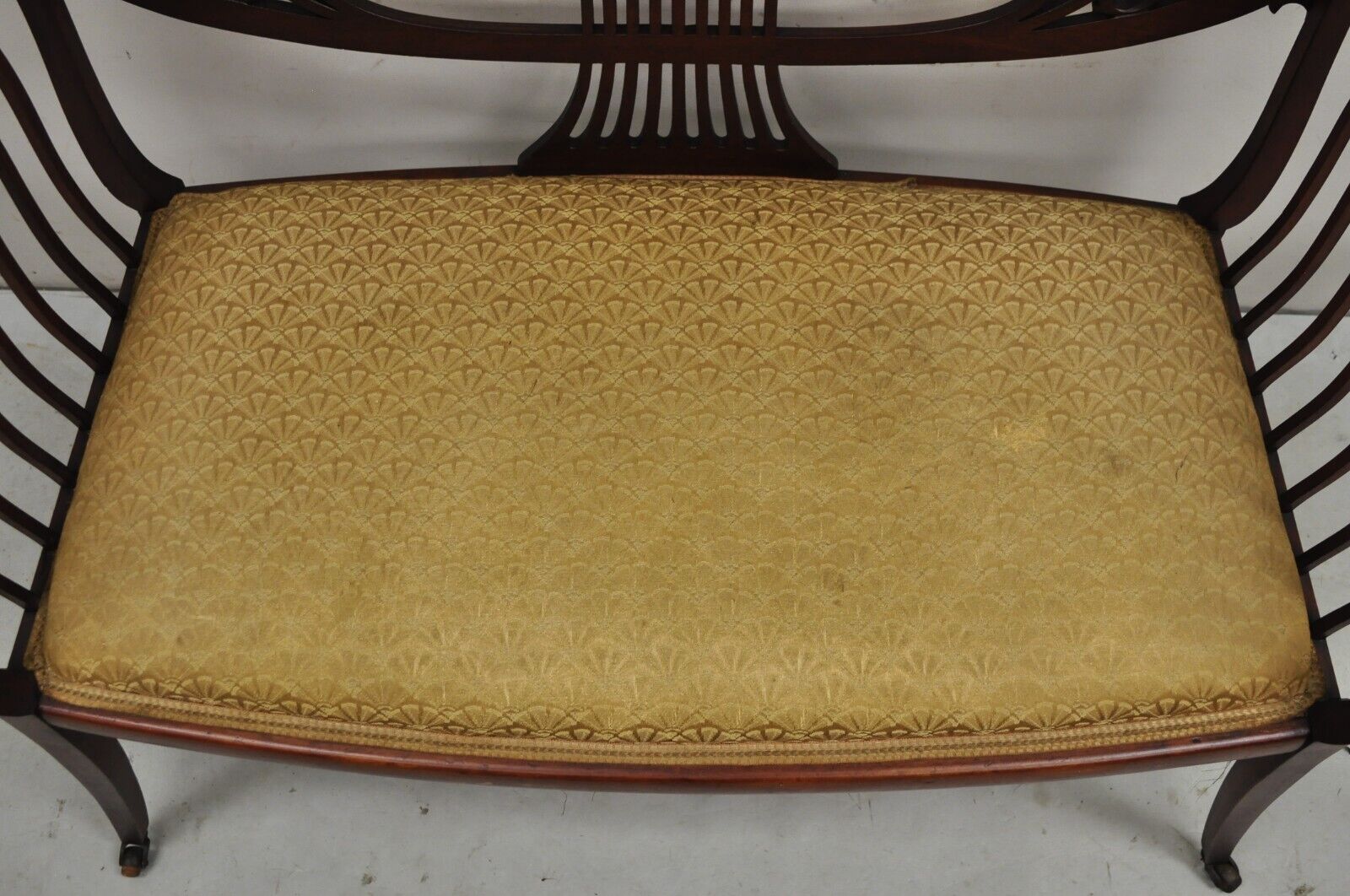 Antique Victorian Mahogany Carve Fretwork Sofa Parlor Bench Settee Loveseat