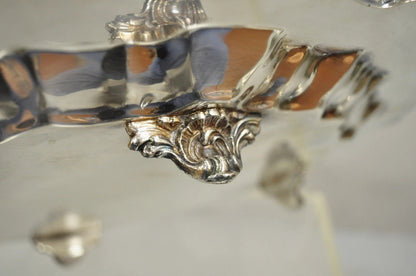 Victorian Ornate Silver Plated Twin Handle Scalloped Bar Serving Platter Tray