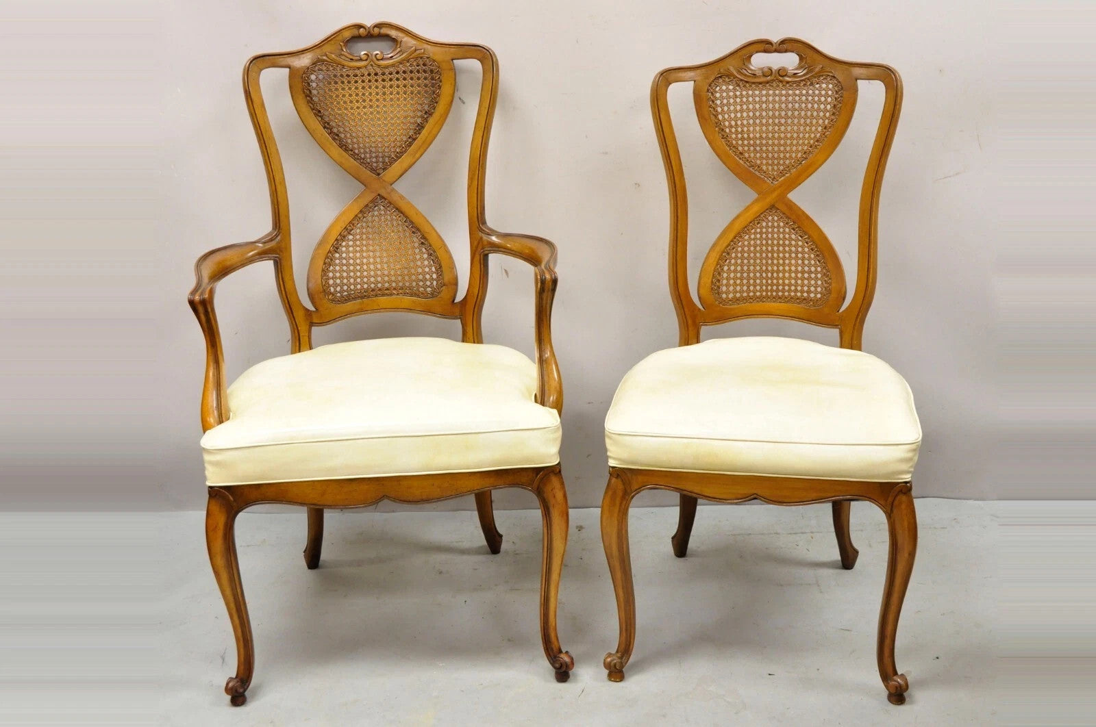 French Provincial Hollywood Regency Pretzel Cane Back Dining Chair - Set of 8