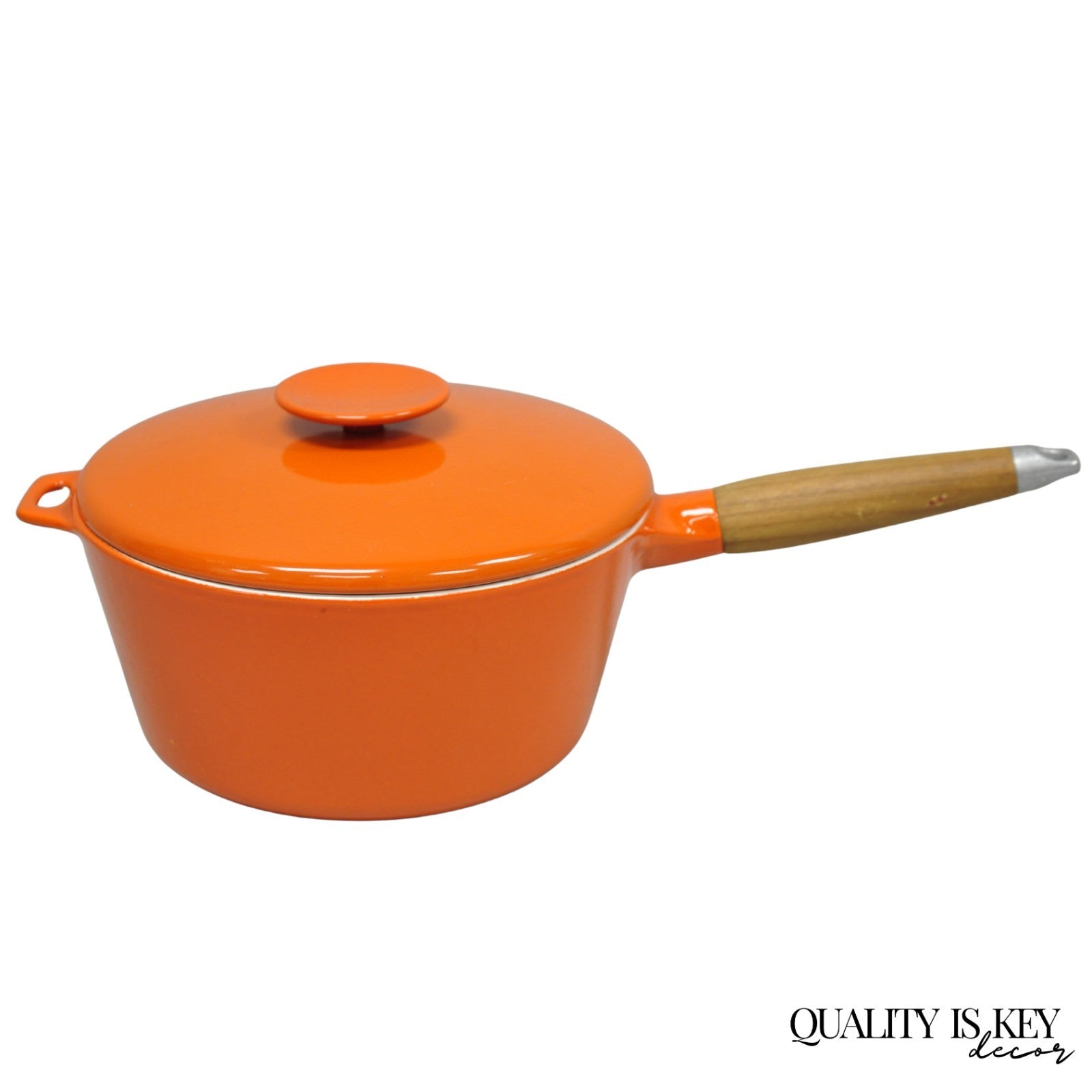 Copco Michael Lax Orange Enameled Cast Iron Saucepan Denmark MCM w / Lid