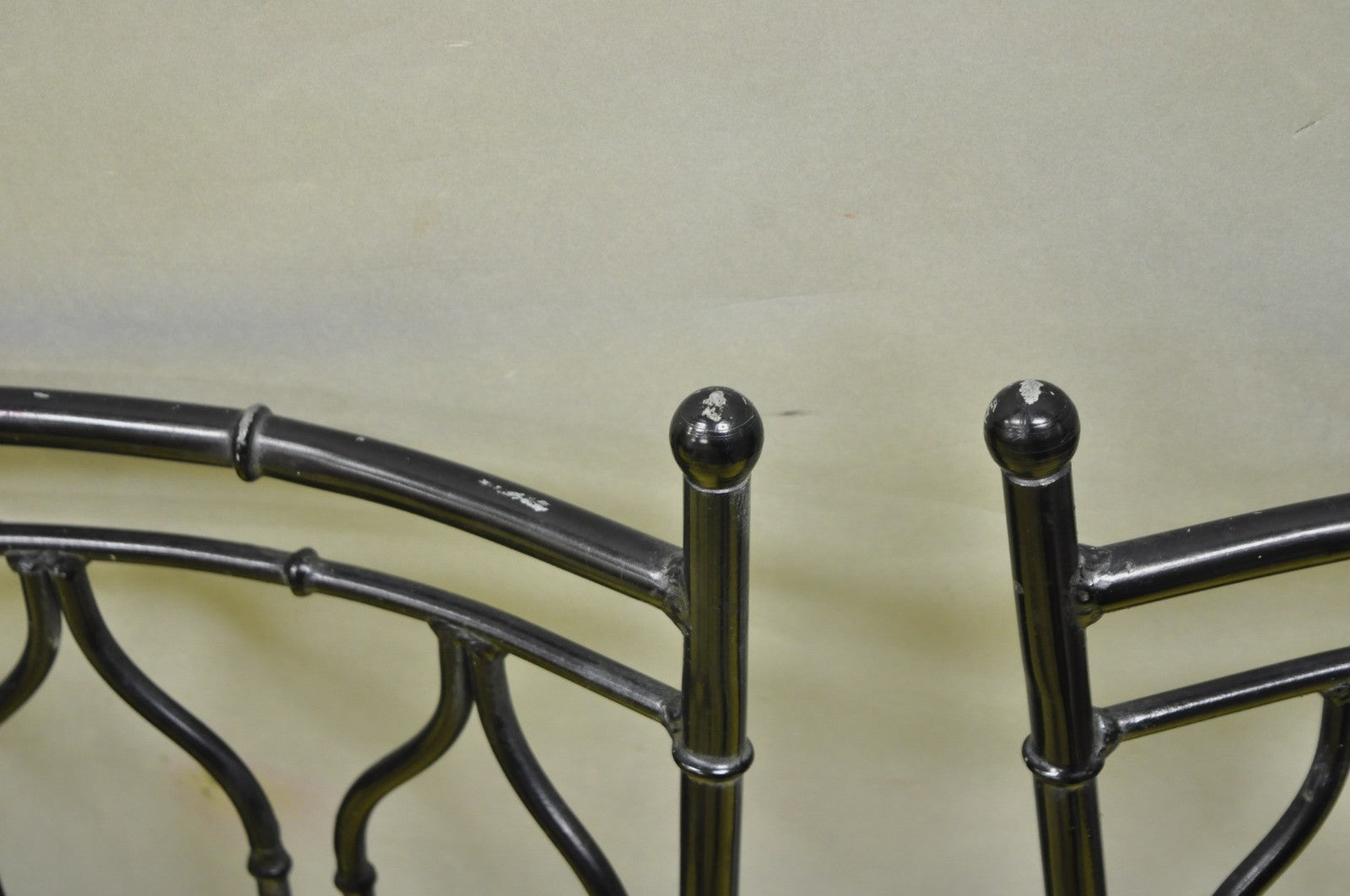 Vintage Salterini Hollywood Regency Wrought Iron Faux Bamboo Dining Chair, Set 8