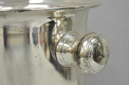 Mid Century Modern Silver Plated Twin Handle Urn Champagne Chiller Ice Bucket