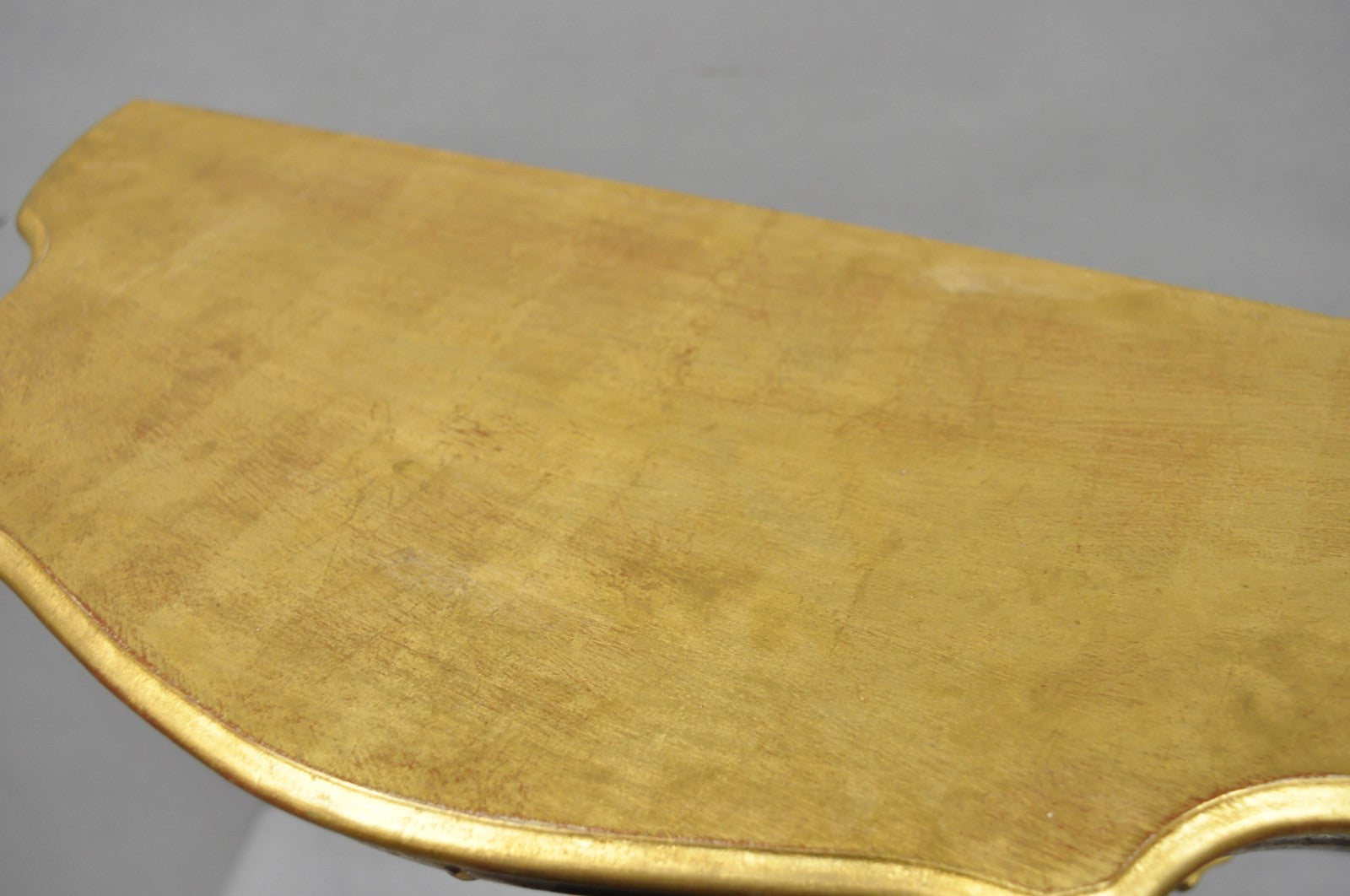 Vintage Italian Rococo Silver & Gold Giltwood Carved Large Wall Shelf Bracket