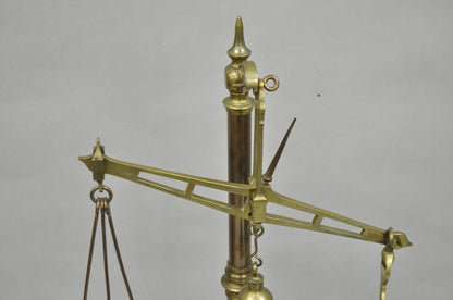 Antique W.& T. Avery English Victorian Brass & Mahogany Balance Beam Scale