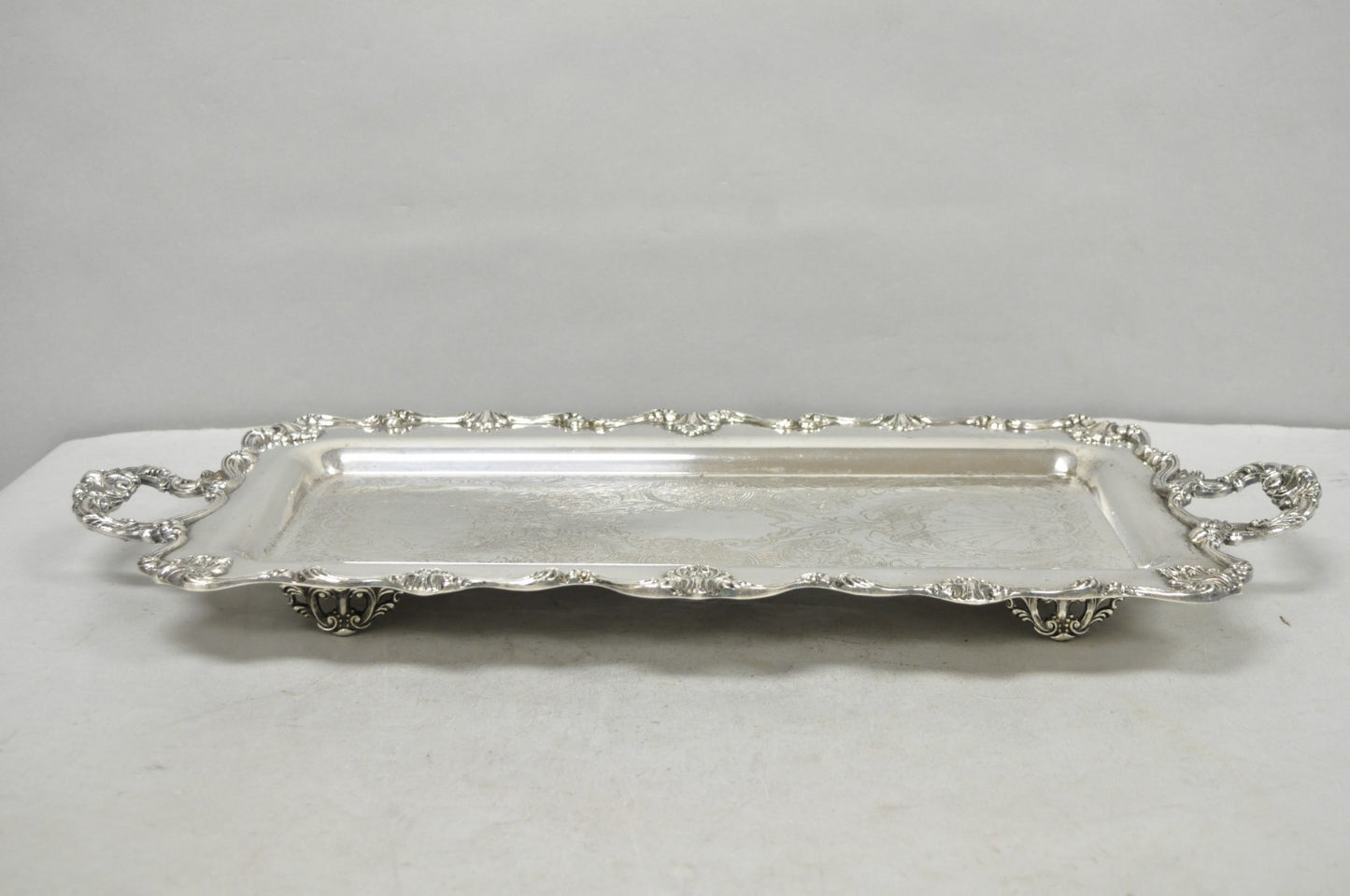 Vintage Victorian Silver Plated Narrow Twin Handle Bar Serving Platter Tray