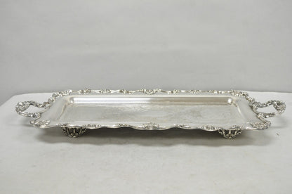 Vintage Victorian Silver Plated Narrow Twin Handle Bar Serving Platter Tray