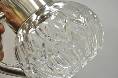 Victorian German Silver Plated Bulbous Cut Crystal Glass Lemonade Water Pitcher