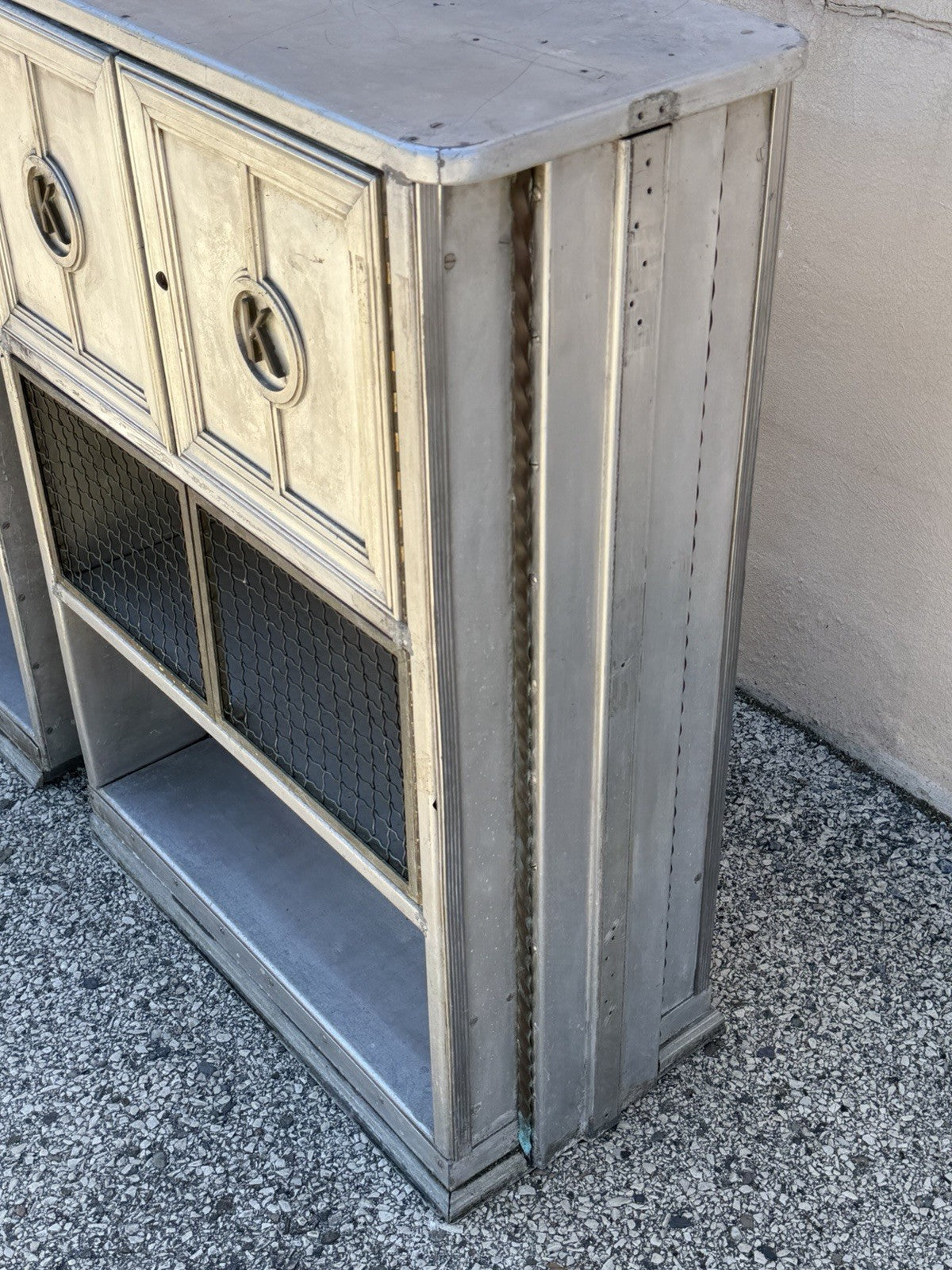 Antique Art Deco Steel Metal Dual Sided Dental Medical Cabinets Bar - a Pair