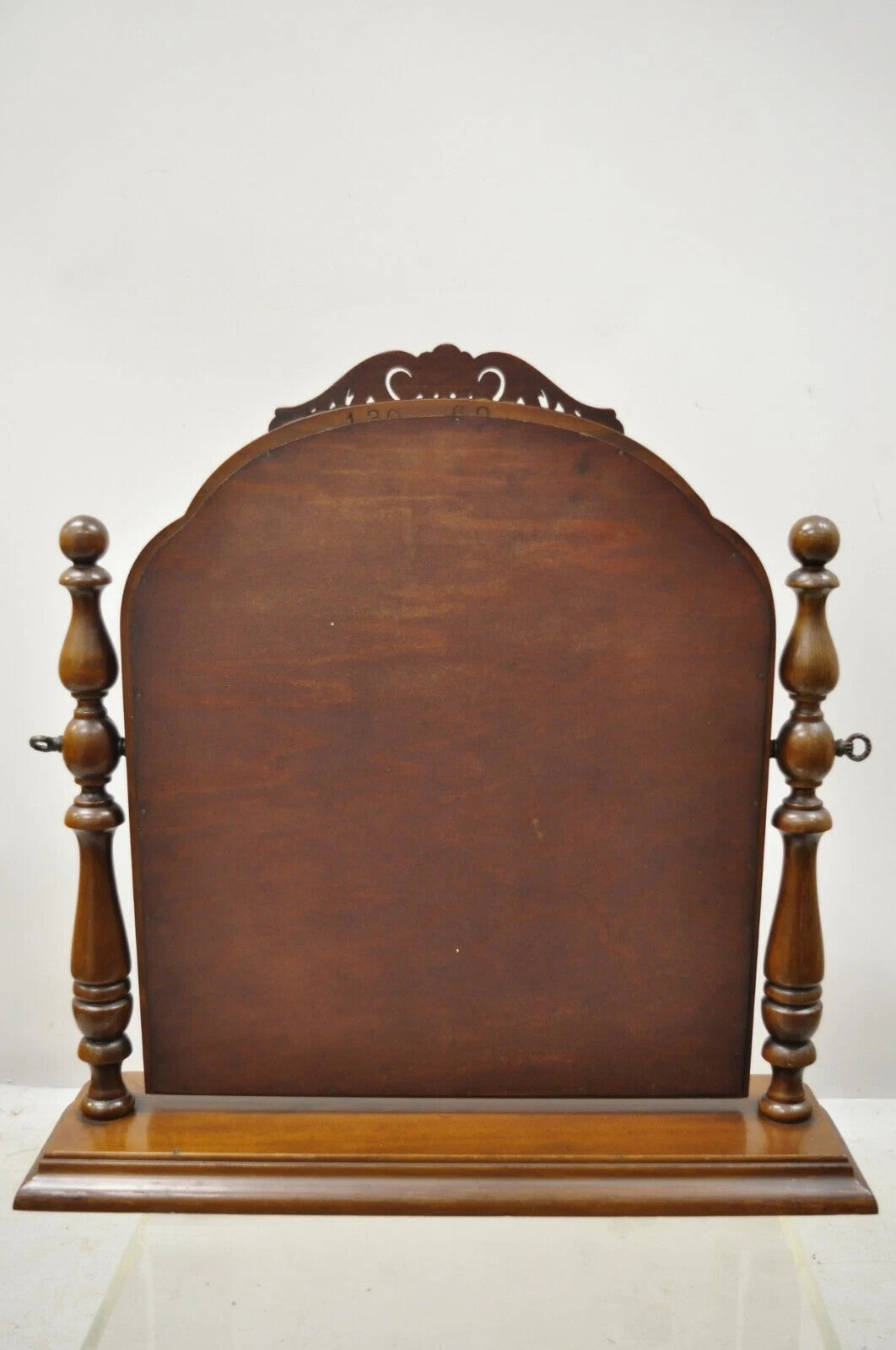 Antique Jacobean Depression Era Walnut Vanity Dresser Pivoting Shaving Mirror