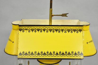 French Country Yellow Paint Italian Tole Metal Candlestick Bouilotte Table Lamp