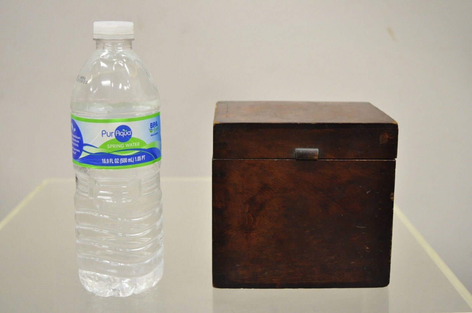 Antique English Walnut Tea Caddy Small Desk Box Victorian with Dovetail
