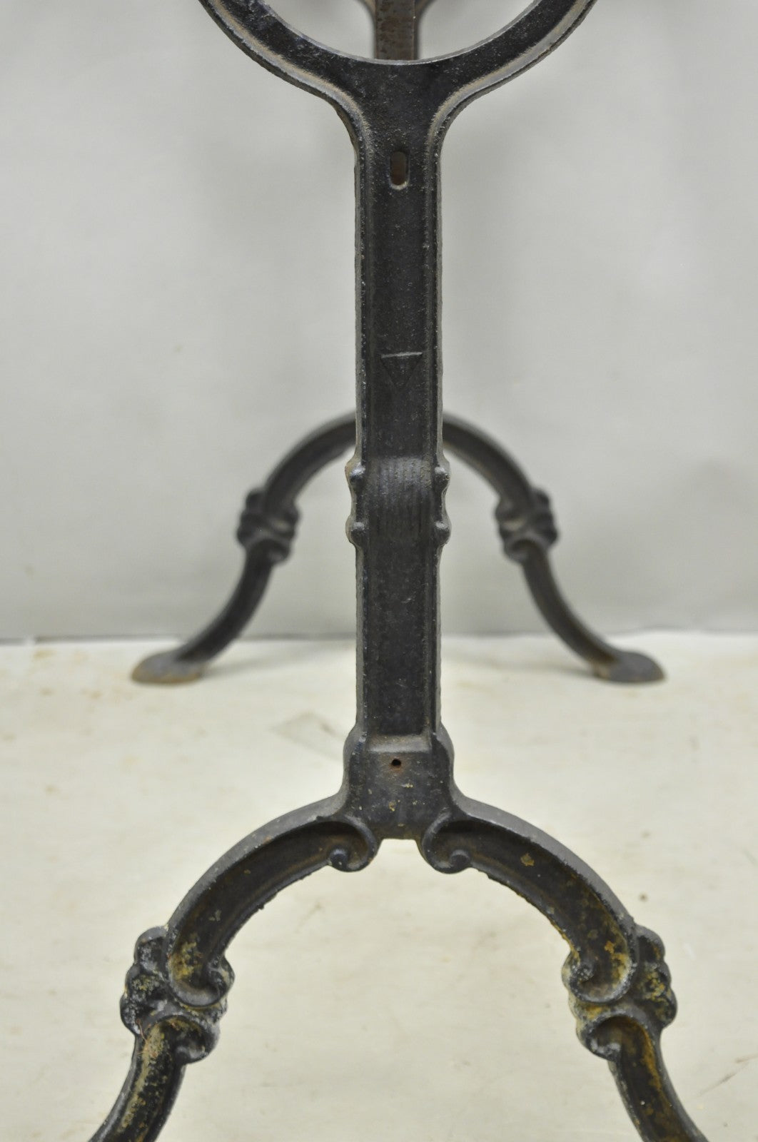 Antique French Victorian Cast Iron Pastry Table Base Marble Top Console Table