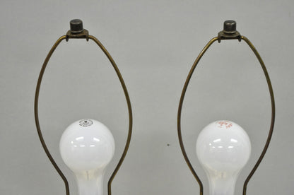 Vintage Italian Neoclassical Style Carved White Marble Urn Table Lamps - a Pair