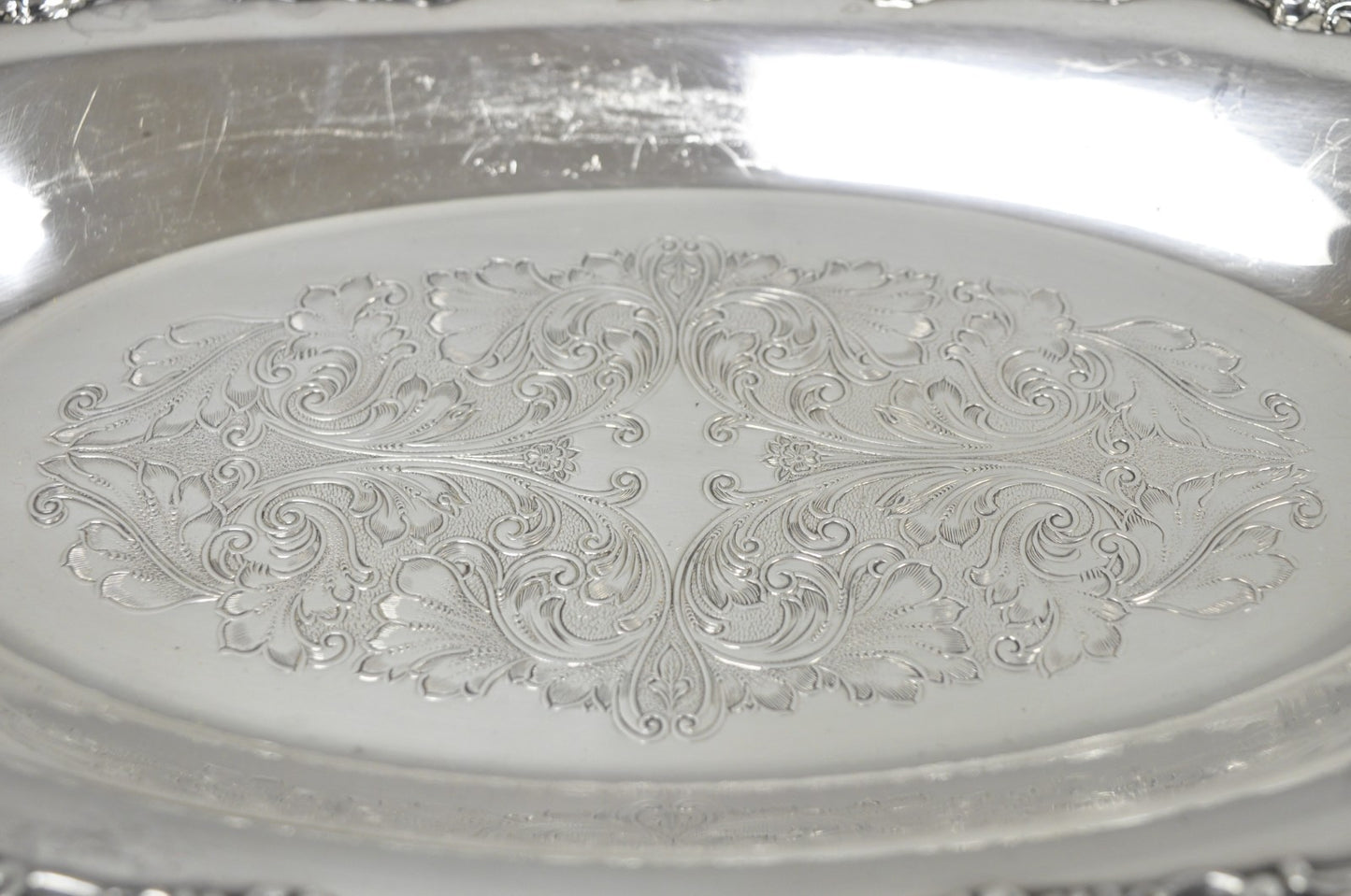 Vintage Community Ascot Victorian Silver Plated Oval Narrow Trinket Dish