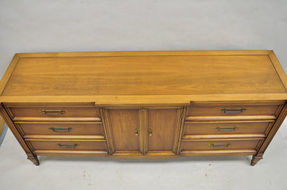 Vintage French Provincial Cherry Wood White Furn. 9 Drawer Credenza Long Dresser