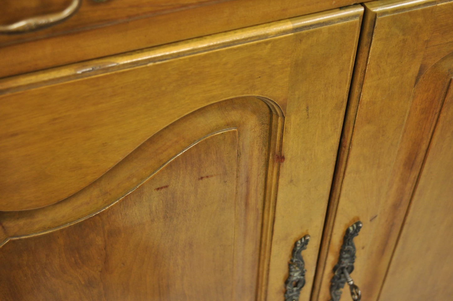 Vintage French Country Provincial Walnut Fruitwood Tall Chest Dresser Cabinet