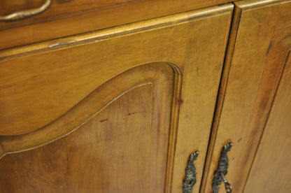 Vintage French Country Provincial Walnut Fruitwood Tall Chest Dresser Cabinet