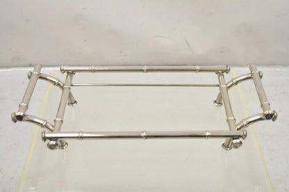Vtg Italian Hollywood Regency Faux Bamboo Silver Plated Serving Platter Stand