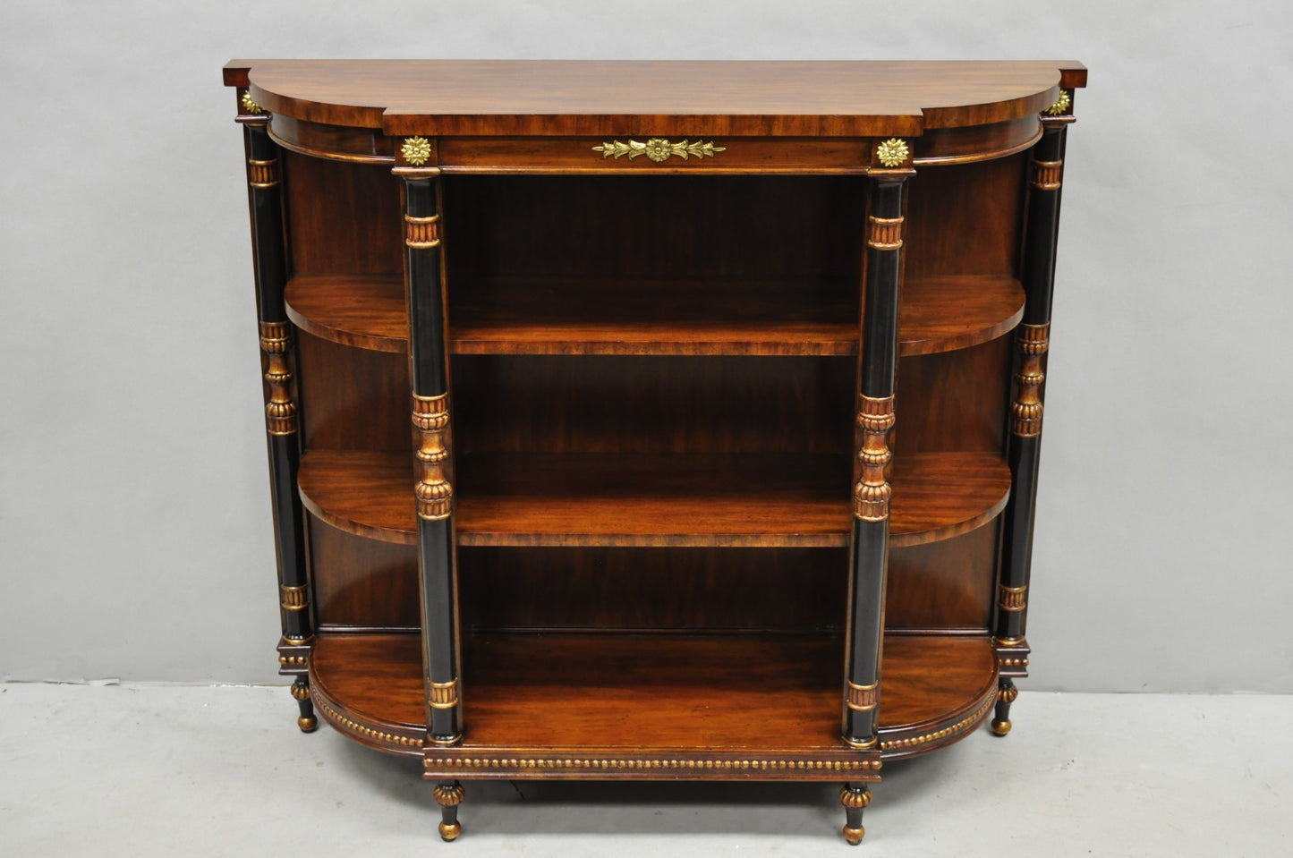 Maitland Smith French Empire Regency Style Mahogany Console Table Bookcase Curio