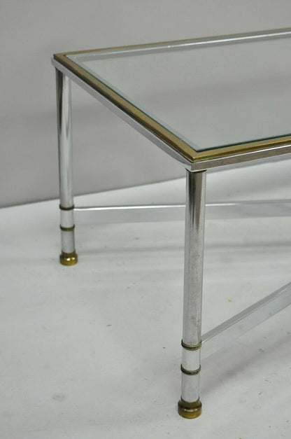 Italian Neoclassical Maison Jansen Style Steel & Brass Rectangular Coffee Table