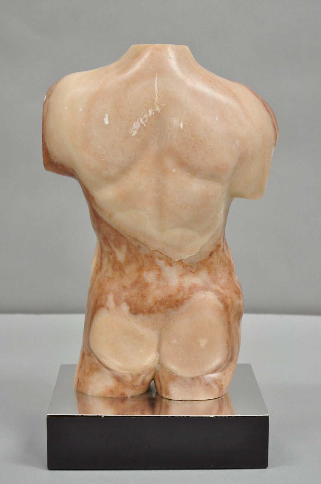 Morton Gaffin "David" 1989 Modernist Carved Peach Alabaster Male Nude Sculpture