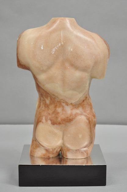 Morton Gaffin "David" 1989 Modernist Carved Peach Alabaster Male Nude Sculpture