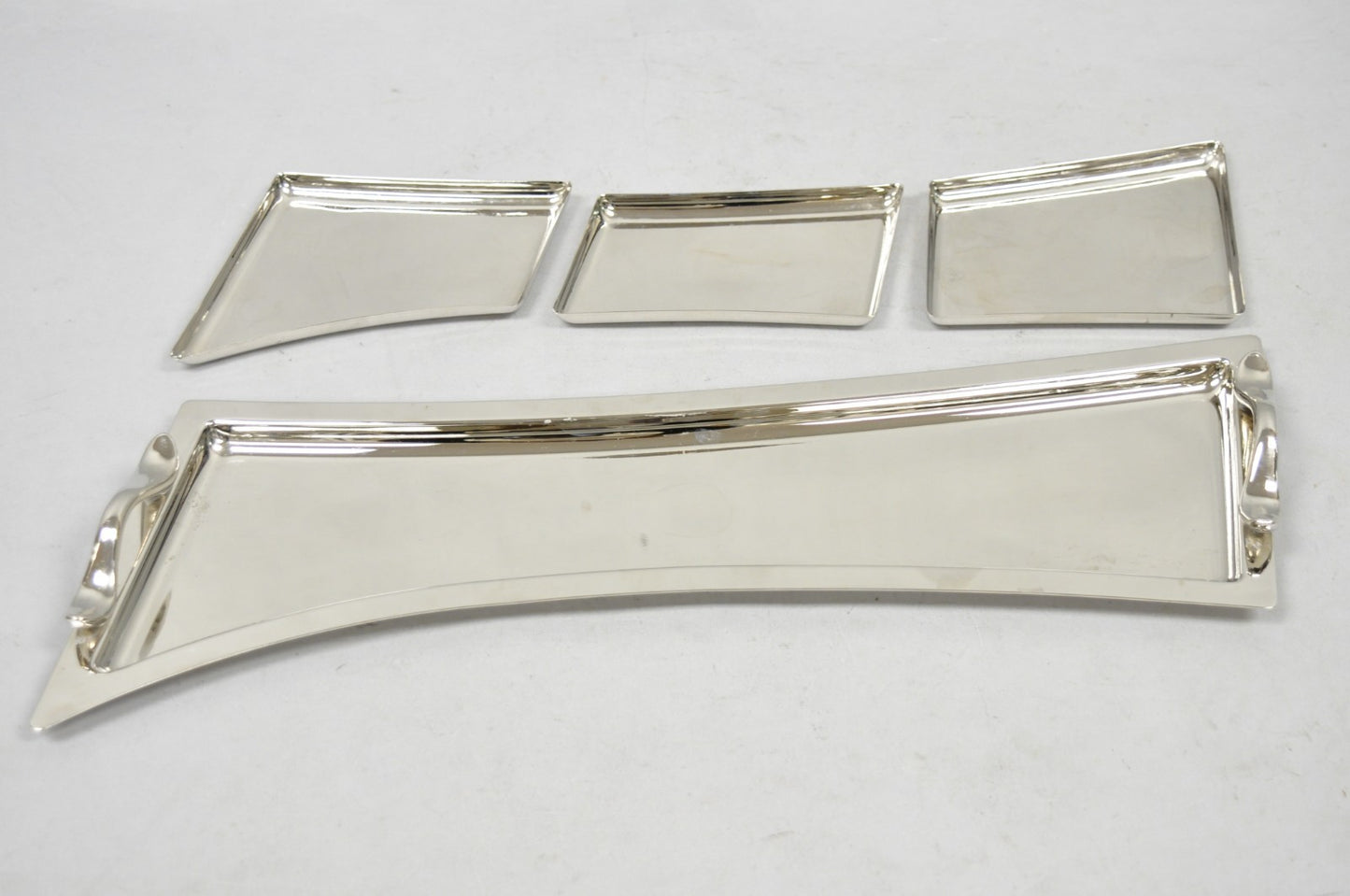 Vintage Modern Silver Plated 3 Section Narrow Serving Tray Trinket Dish by Towle