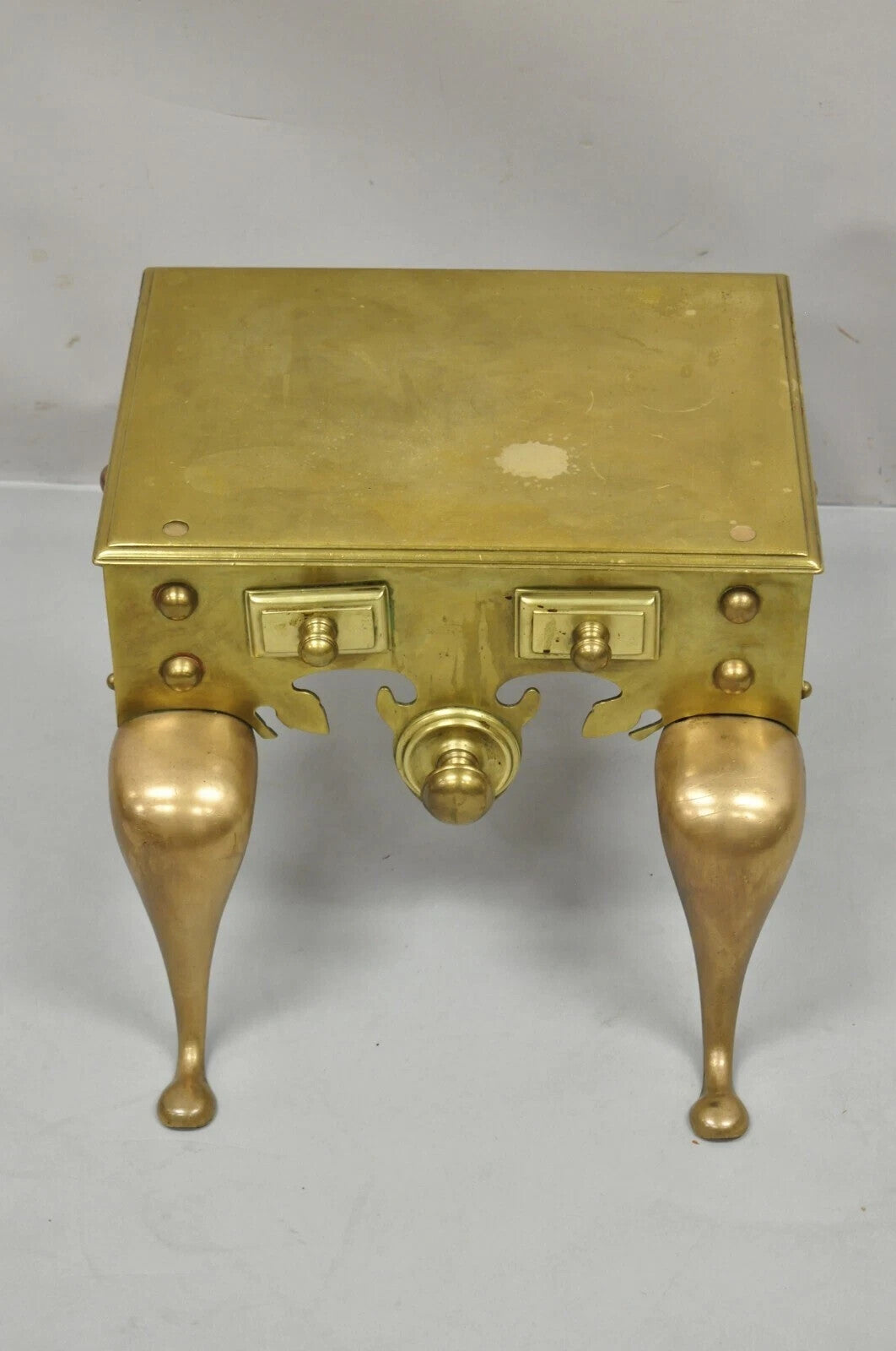Antique English Victorian Solid Brass 40 lb. Footman Fireplace Trivet