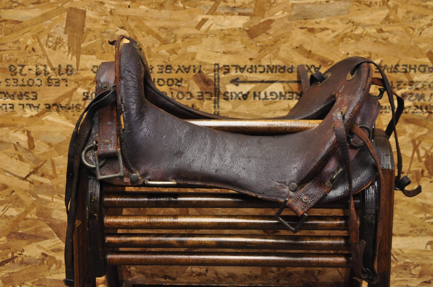 Antique McClellan Brown Leather 12 inch WWI Calvary Horse Saddle, Circa 1900