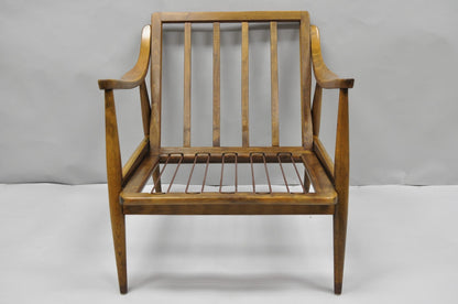 Vintage Mid Century Modern Danish Style Sculptural Walnut Lounge Arm Chair