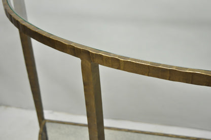 Crate & Barrel Clairemont Demilune Art Deco Wrought Iron & Glass Console Table