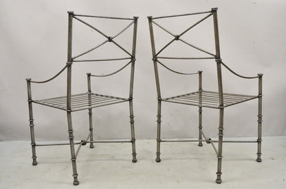 Pier 1 Medici Pewter Wrought Iron Dining Side Chairs - a Pair