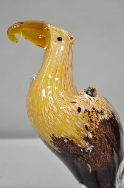 Vintage Murano Style Handblown Art Glass Brown Bald Eagle Bird Figurine - a Pair