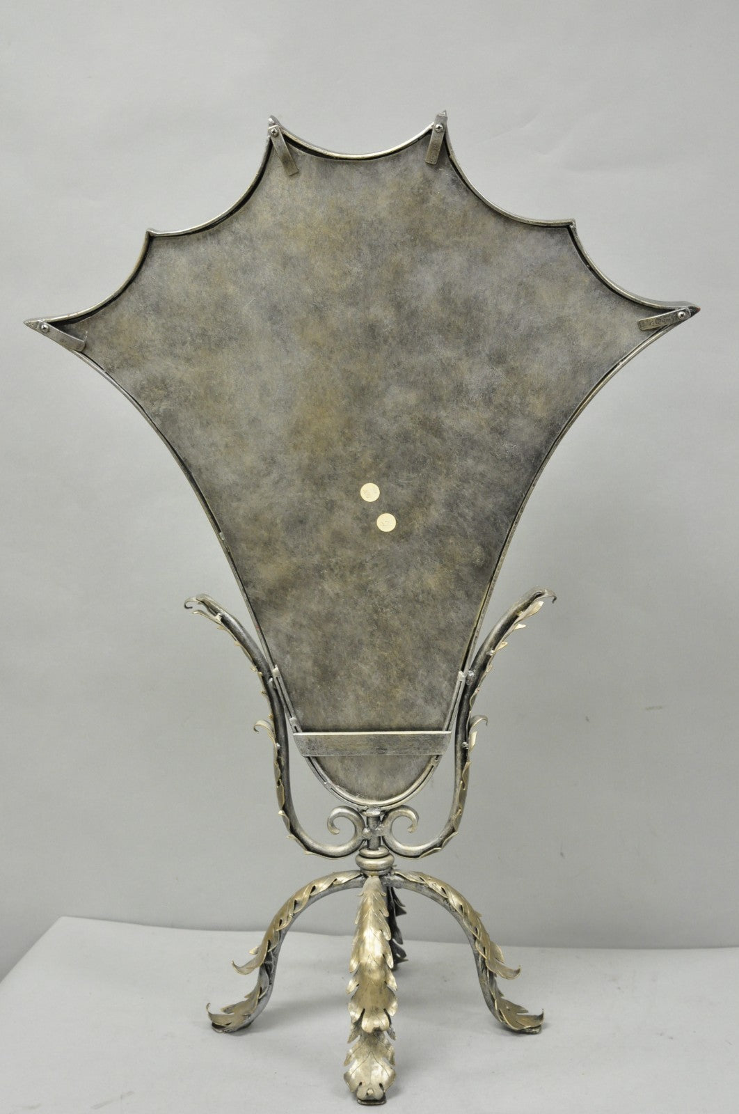 Contemporary Mediterranean Style Silver Gilt Iron Metal Mirror Fireplace Screen