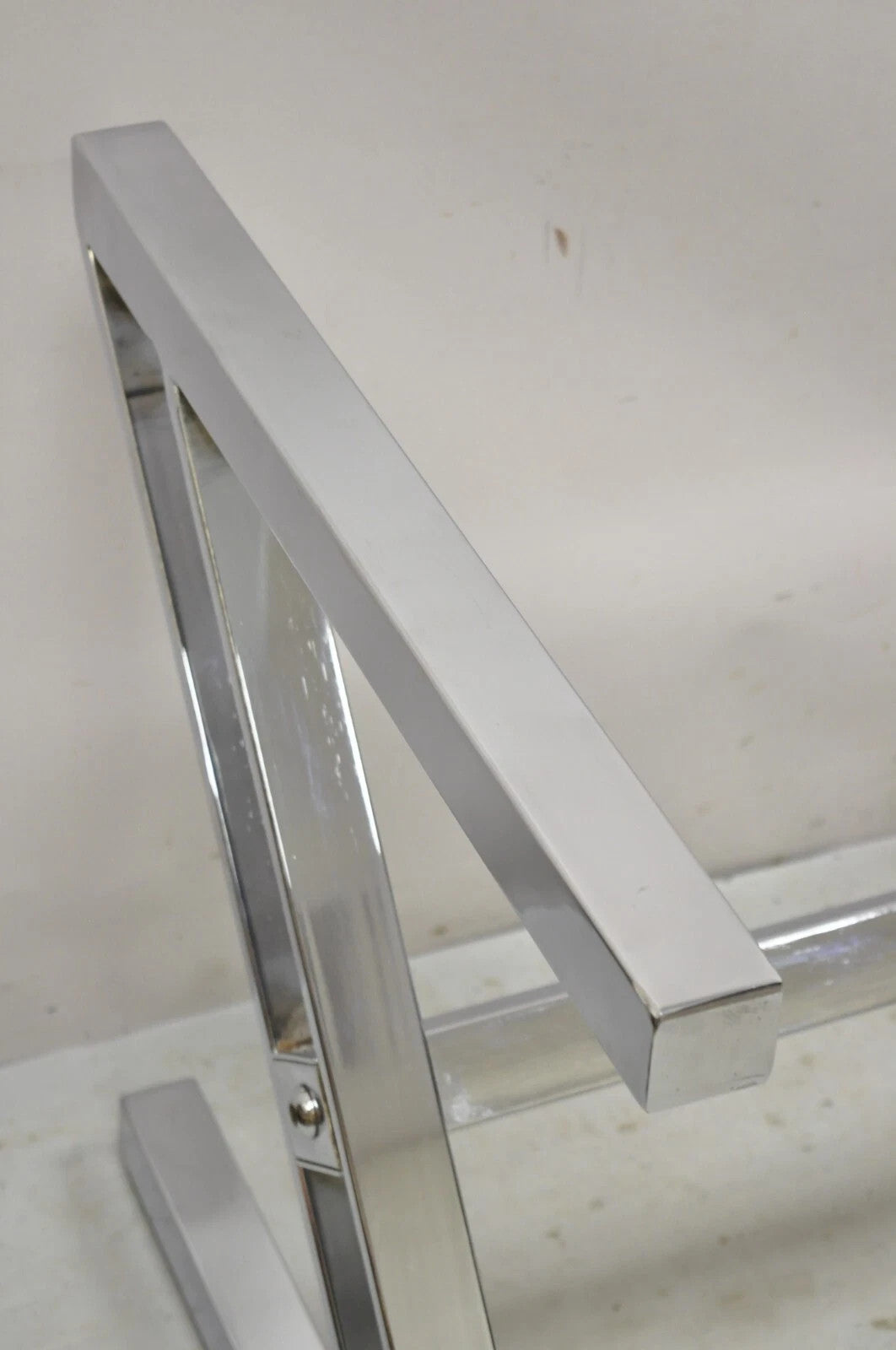 Vintage Mid Century Modern Chrome Frame Z Shaped Metal Desk Dining Table Base