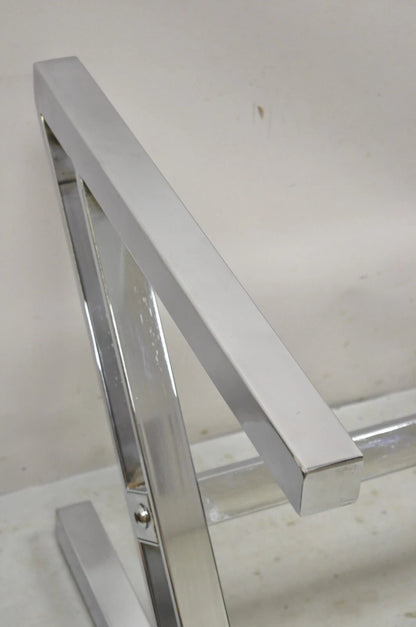 Vintage Mid Century Modern Chrome Frame Z Shaped Metal Desk Dining Table Base