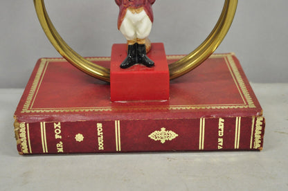 Vintage Equestrian Porcelain Snooty Mr Fox Brass Trumpet on Red Book Table Lamp