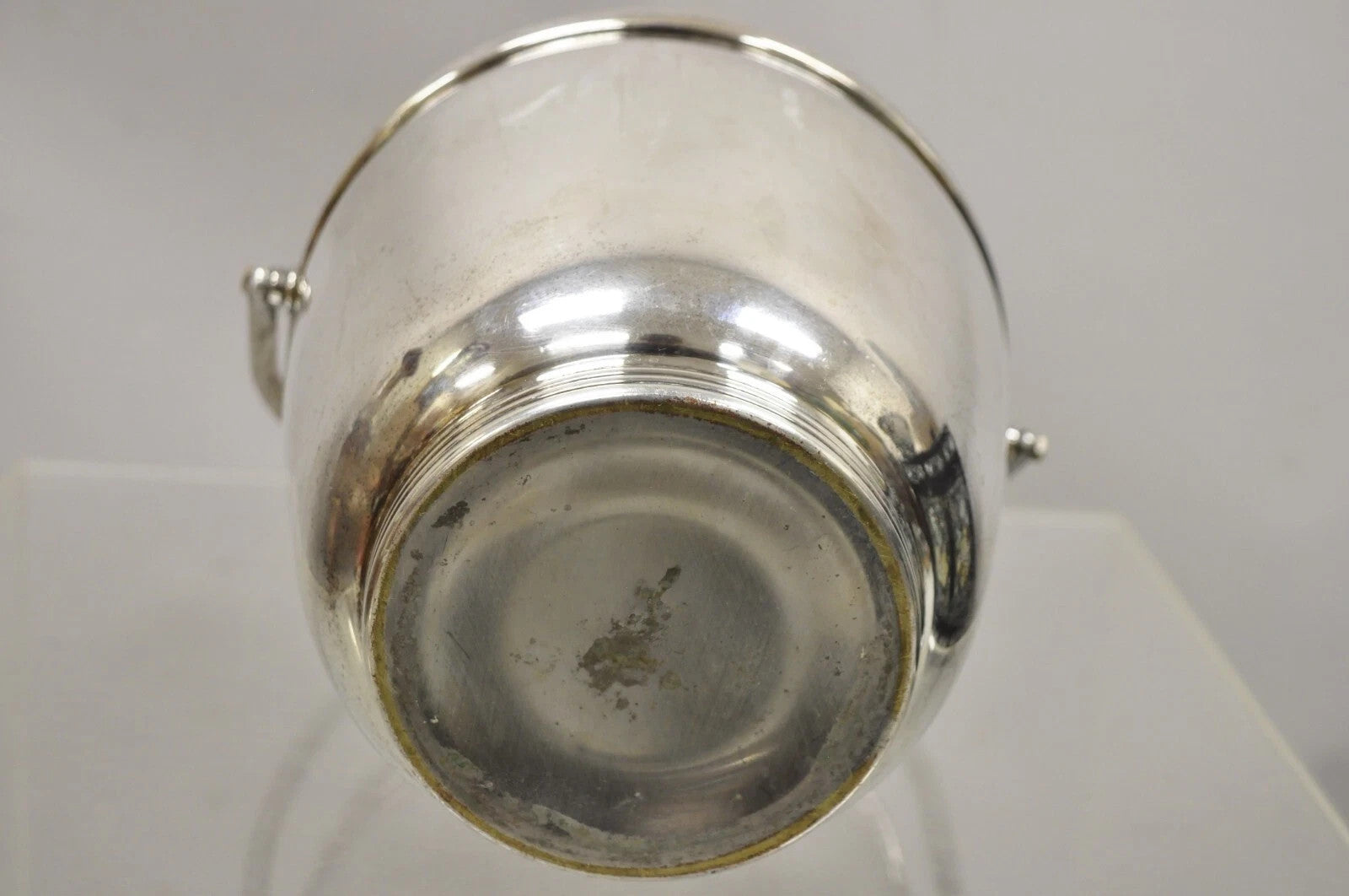 Vintage Sheffield Silver Plated MCM Modern Reticulating Hinge Bar Ice Bucket