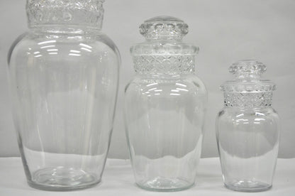 Vintage Tiffin Dakota Glass Apothecary Candy Jars Graduating Szs  - 3 Pc Set