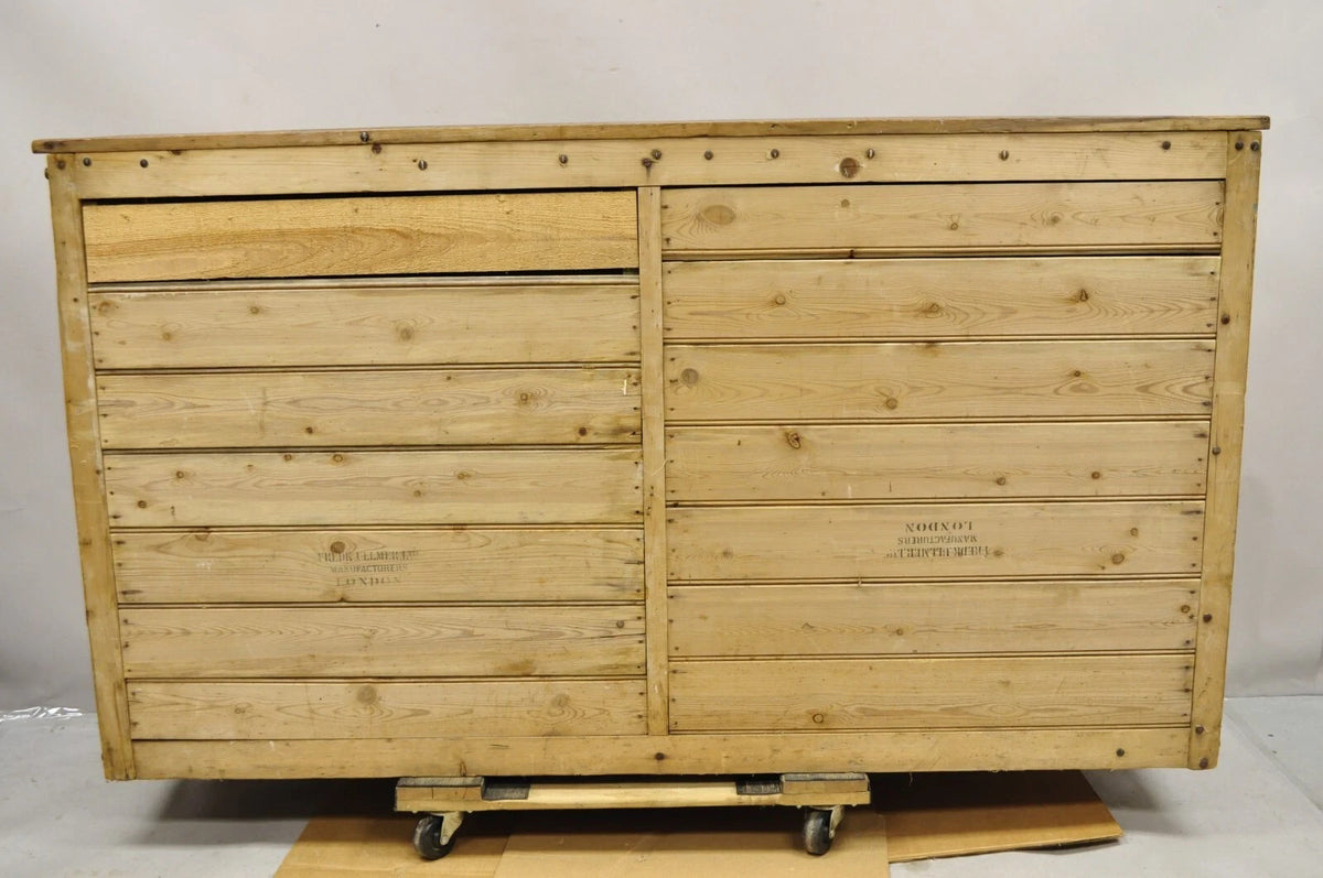 Fred K. Ullmer London Double 32 Drawer Map Makers Flat File Printers Cabinet
