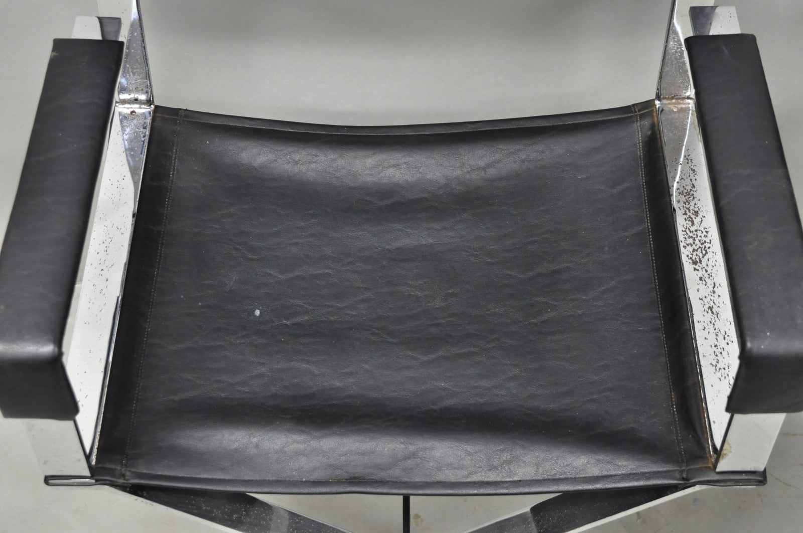 Vintage Alessandro Albrizzi Italy Mid Century Modern Chrome Director Chair Pair