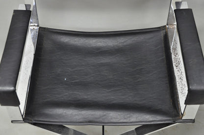 Vintage Alessandro Albrizzi Italy Mid Century Modern Chrome Director Chair Pair