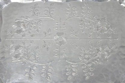 Vintage Victorian Continental Silver Co "Wild Rose" 1055 Hammered Aluminum Tray