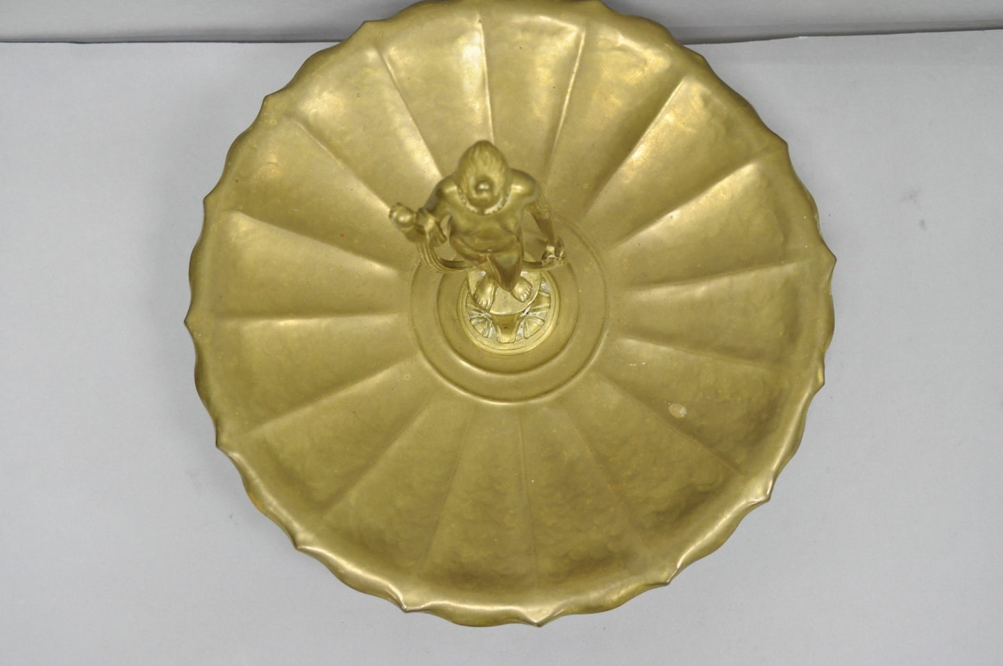 Vintage Art Nouveau Brass Figural Nude Woman Centerpiece Compote Dish Bowl