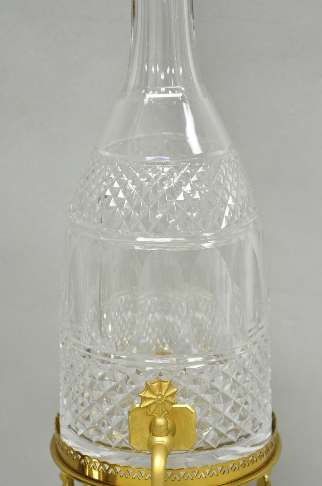 Vintage French Baccarat Style Bronze Swan & Cut Crystal Glass Liquor Decanter